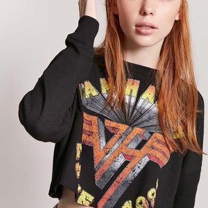 slightly oversized van halen cropped long sleeve